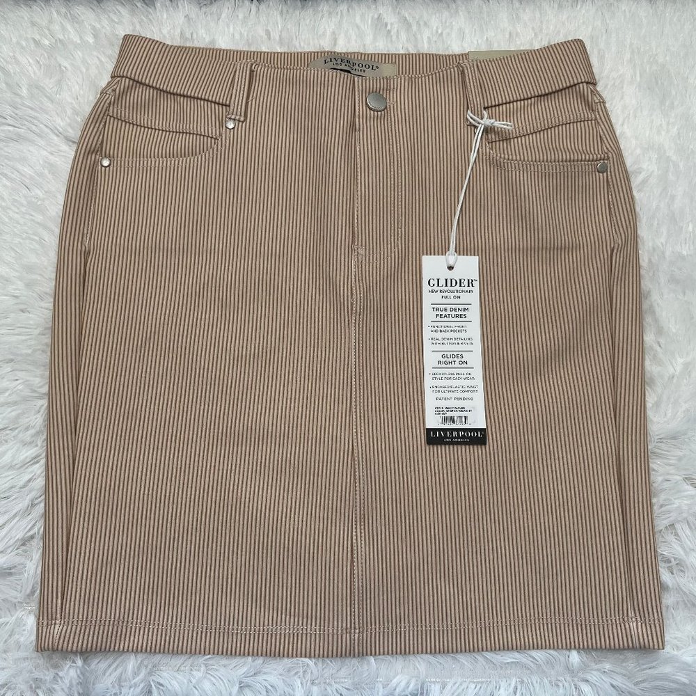 Liverpool Glider Striped Pull On Skirt